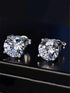 Brilliant Cut 18K White Gold Plated Cubic Zirconia Men Women Solitaire Earrings